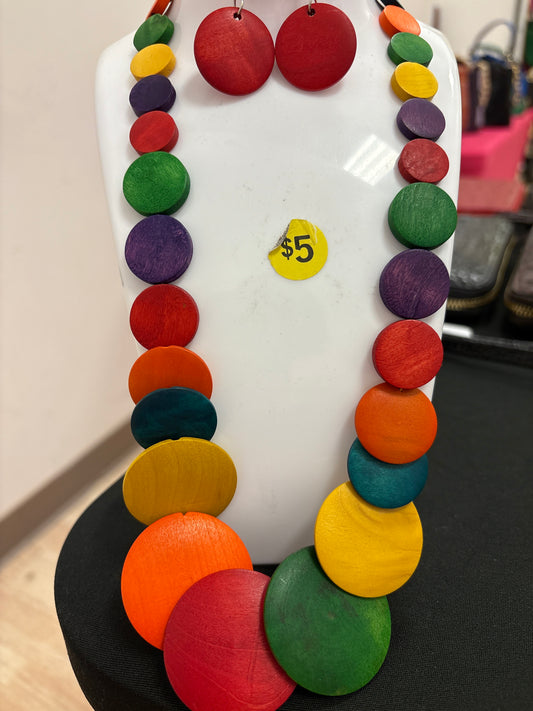 Wooden Necklace and Earrings