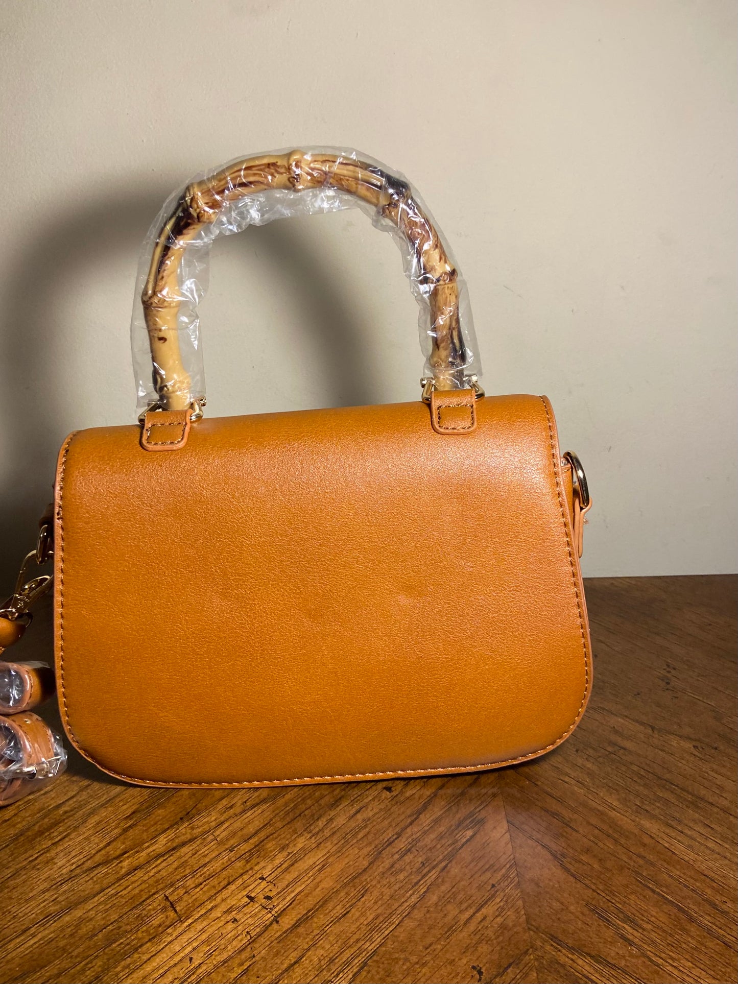 2 in 1 Wood Handle Crossbody Bag with Wallet