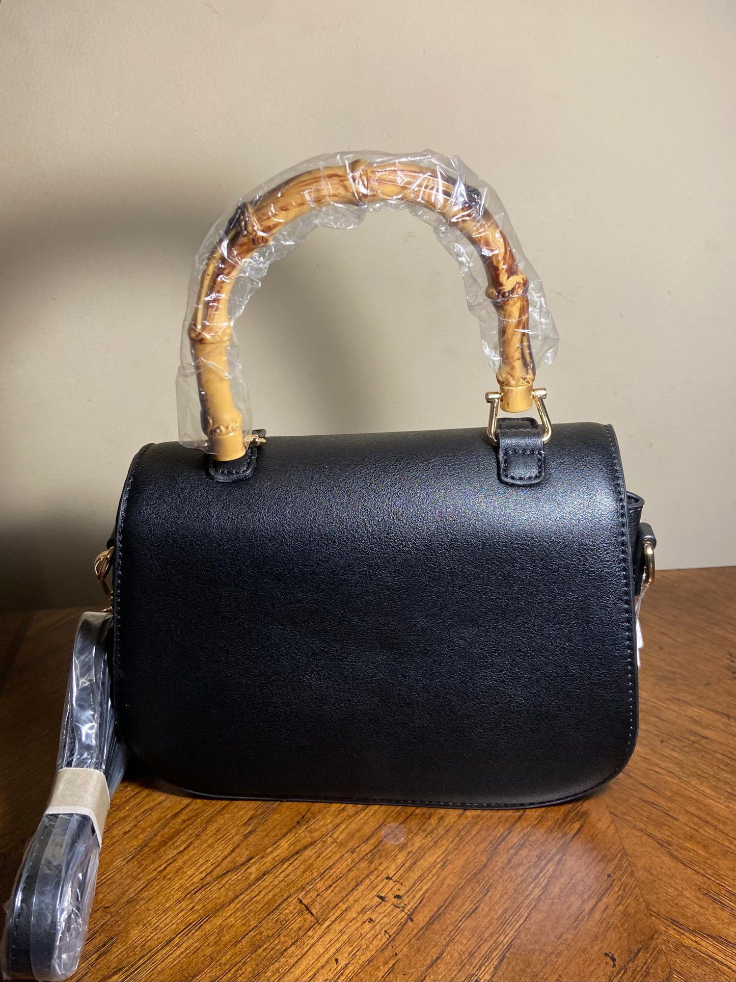 2 in 1 Wood HandleCrossbody Bag with Wallet
